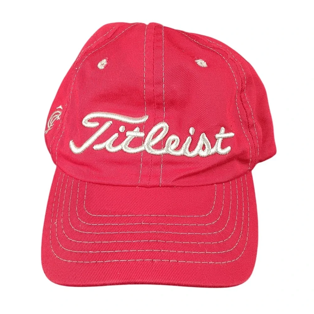 Titleist Golf Hat Cap Red Adjustable Embroidered Logo Mens‎